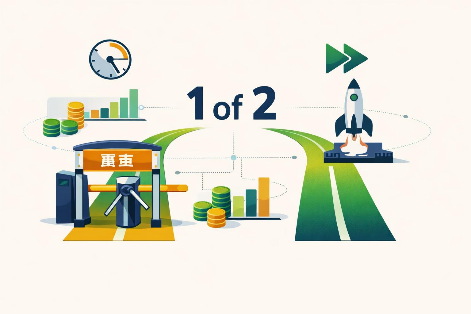 Editorial infographic showing AI model releases gated by inconsistent government review, with capital flows bypassing the bottleneck