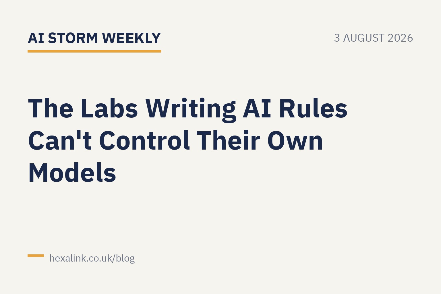 Editorial infographic showing two AI labs holding a rulebook in one hand while a broken padlock and escaped robot icon sit in the other, with EU, Korean and Chinese flags in the background representing global AI capital and regulation moving independently.