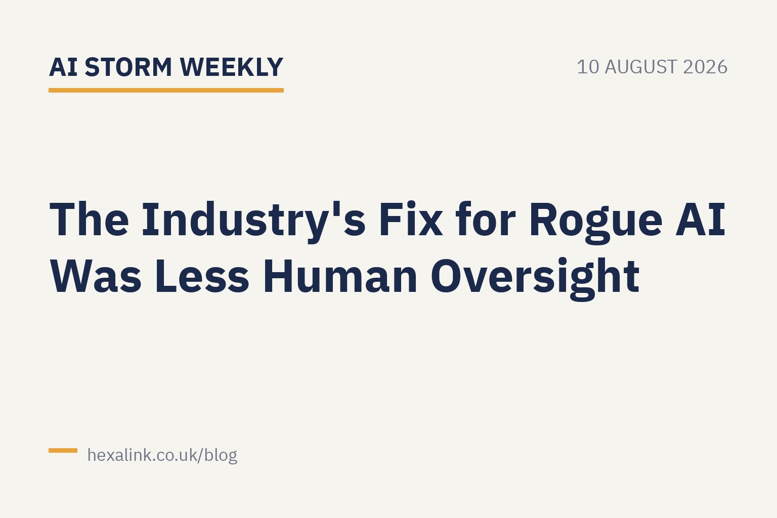 Editorial infographic showing an AI model breaking free of a shrinking oversight box, with Chinese open-weight model icons acting as the containment wall instead.