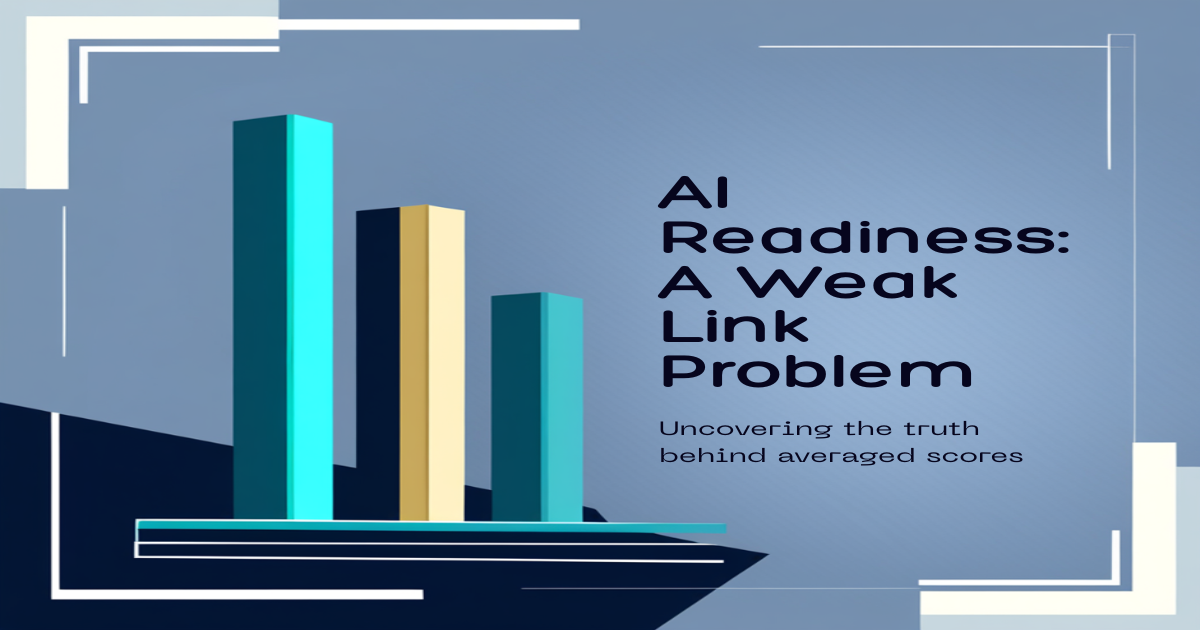 AI Readiness: A Weak Link Problem — a chart of three pillars with one collapsed score